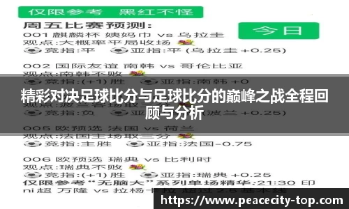 精彩对决足球比分与足球比分的巅峰之战全程回顾与分析